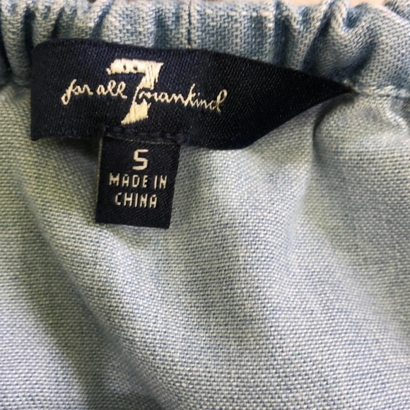7 For All Mankind Blue Off The Shoulder Shift Pullover Mini Dress Size Small - Picture 6 of 8